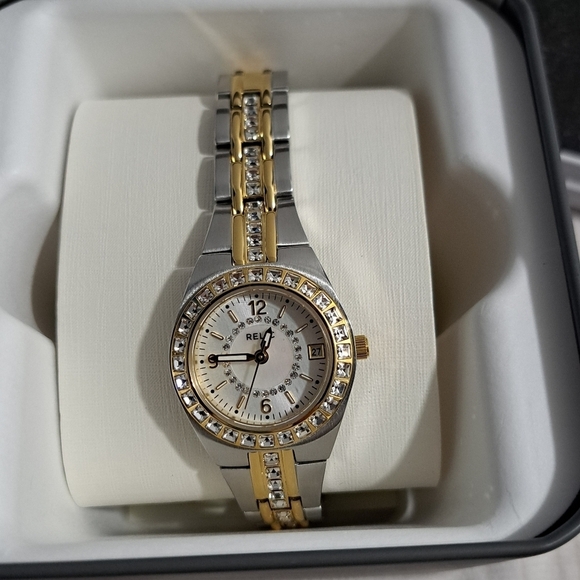 RELIC Watch Two Tone Clear Stones Needs a battery - Picture 1 of 10